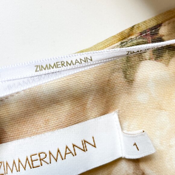 Zimmermann Luminosity Floral Draped Bodice Top Ivory Garden Floral Size AU 1 US - Picture 10 of 13